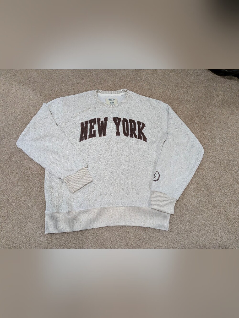 NEW YORK Crewneck Sweatshirt in Cream with Brown Lettering ✨Callout In Last Pic✨